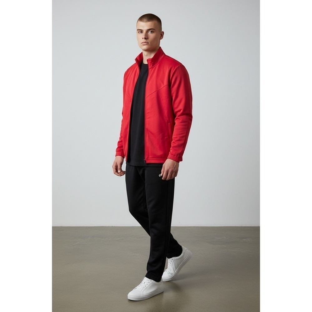 GK Elite Sportswear Mens Red Track Jacket Full Zip Mock Neck WUJ02G XL NWT